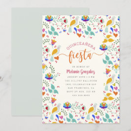 Invitación Bordado floral mexicano Quinceañera Fiesta