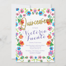 Invitación Bordado Floral Quinceañera México Español