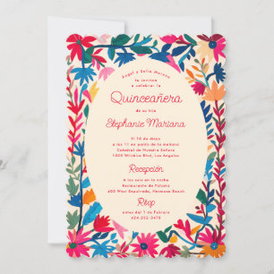 Invitación Bordado otomano mexicano audaz y colorida quinceañ