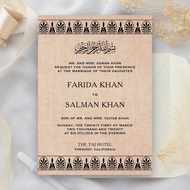 Invitación Bordado Tradicional Árabe en Arpillera para Boda M (Subido por el creador)