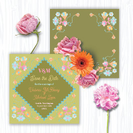 Invitación Bordados de colores para el Mod Guardar la invitac