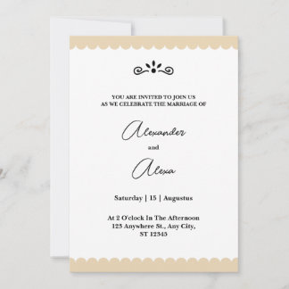 Invitación Bordados Elegantes de Oro Galletas Minimalistas Bo