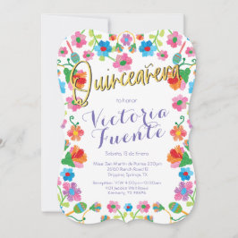 Invitación Bordario Floral Quinceañera México Español