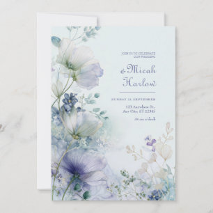 Invitación Borde Botánico Brumoso de Periwinkle Traslúcido