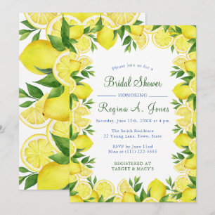 Invitación Borde continuo floral de limón acuarela