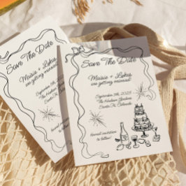 Invitación Borde de cinta dibujado a mano caprichosa Guardar