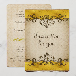 Invitación Borde de decoración vintage 1 - dorado