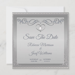 Invitación Borde de esquina ornamentado de plata elegante de