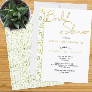 Invitación Borde de hoja de hierro de ducha de novia mínima