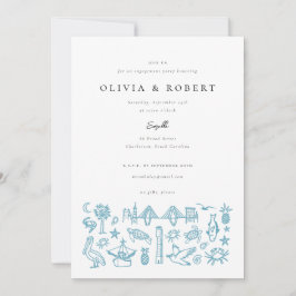 Invitación Borde de mosaico de Charleston en el Partido del c