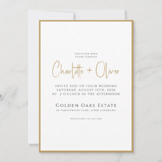 Invitación Borde de oro del guión Minimalista moderno simple
