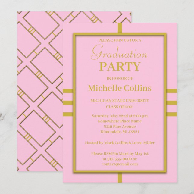 Invitación Borde de oro simple y elegante (Anverso / Reverso)