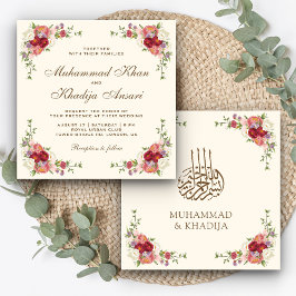 Invitación Borde de ramo floral vintage para boda islámica
