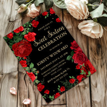 Borde de rosas rojas arreglo floral Sweet Sixteen