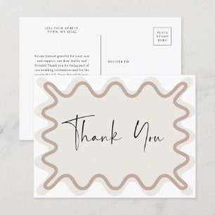 Invitación Borde De Taupe Beige Gracias Postal