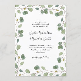 Invitación Borde de vegetación de eucalipto simple | BODA