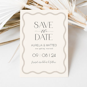 Invitación Borde de vieira minimalista elegante beige Guardar