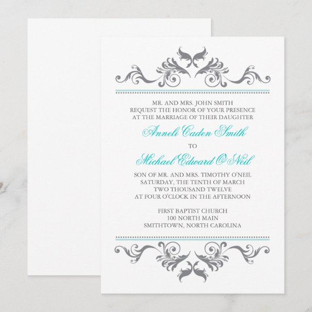 Invitación Borde de vintage (Anverso / Reverso)
