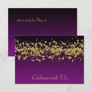 Invitación Borde del Purpurina de oro de Bat Mitzvah Cualquie