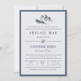 Invitación Borde elegante blanco gris azul de la montaña Mist