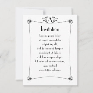 Invitación Borde elegante de personalizable con monograma