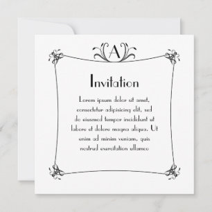Invitación Borde elegante de personalizable con monograma