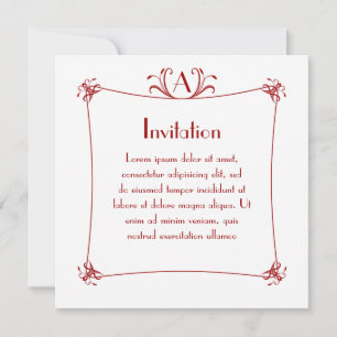 Invitación Borde elegante de personalizable con monograma
