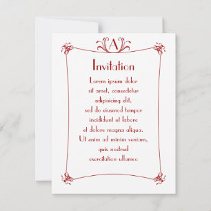 Invitación Borde elegante personalizable con monograma