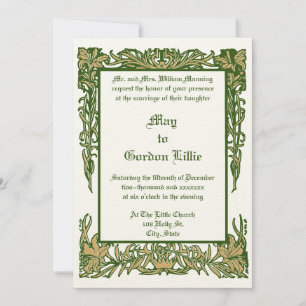 Invitación Borde floral Art Nouveau de H. Nelson Boda