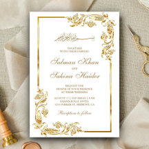 Borde floral blanco y dorado para boda islámica