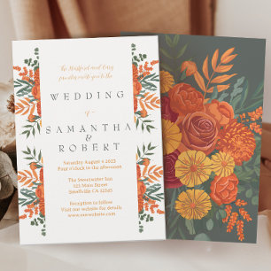 Invitación Borde floral Verde azulado de Boho otoño en Terrac