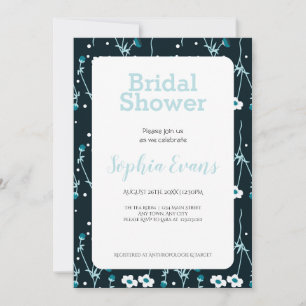 Invitación Borde floral verde y blanco ducha de novia blanca