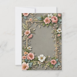 Invitación Borde gris oscuro Bouquet de flores Boda