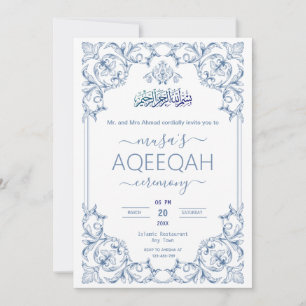 Invitación Borde islámico ornamentado con escritura Niño Aqiq