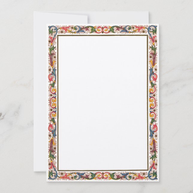 Invitación Borde italiano antiguo 5 x 7 bodas (Anverso)