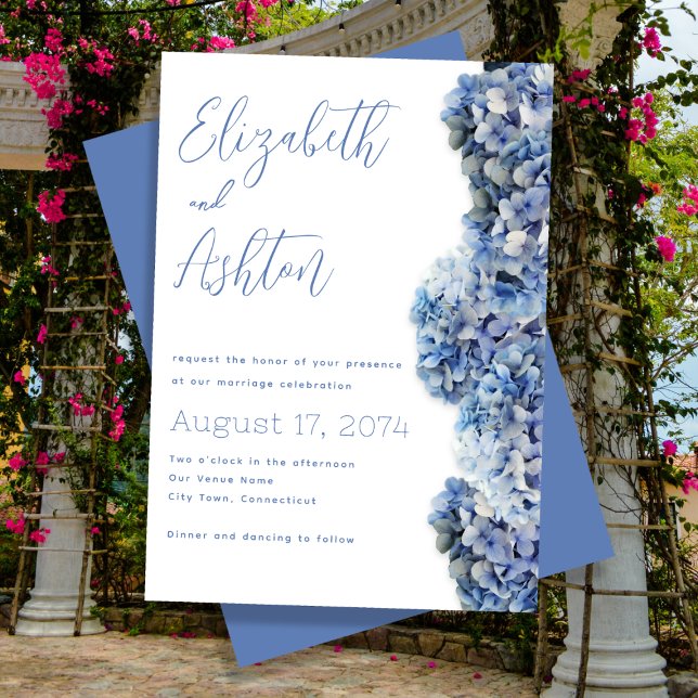 Invitación Borde lateral floral del Boda Blue Bliss (Subido por el creador)