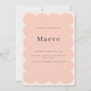 Invitación Borde ondulado retro moderno mínimo rosa