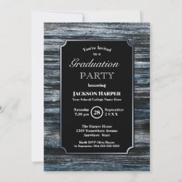 Invitación Borde plateado de madera para el partido de gradua