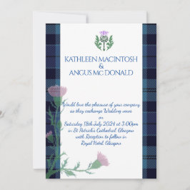 Invitación Borde y silbato de tartán tradicional escocés