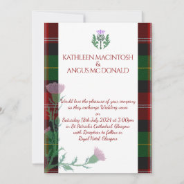 Invitación Borde y silbato de tartán tradicional escocés