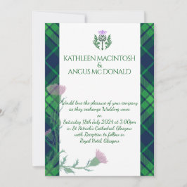 Invitación Borde y silbato de tartán tradicional escocés