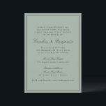 Invitación Border Script Elegant Wedding Olive Gray RSVP<br><div class="desc">This wedding invitation features a dusty sage green background,  soft black refined serif lettering,  and a clean border.</div>