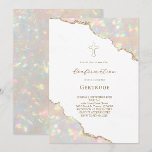 Invitación bordes de fotos de piedra de ópalo Confirmación