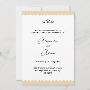 Invitación Bordes Dorados Elegantes Galleta Minimalista Boda
