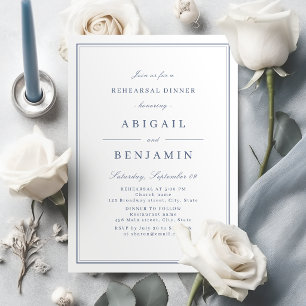 Invitación Bordes elegantes azul minimalista cena de ensayo