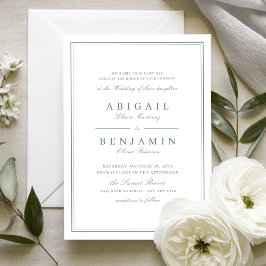 Invitación Bordes elegantes minimalistas de color verde salvi