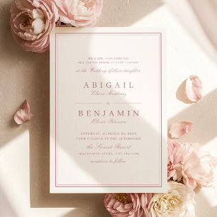 Invitación Bordes elegantes rosa polvoriento boda minimalista