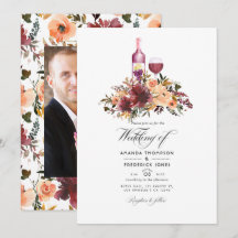 Bordo Floral de Vino de Melocotón Prueba de Bodas