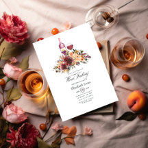 Bordo Peach Floral Wine Tasting Boda