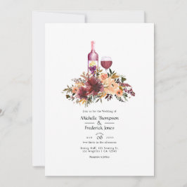 Invitación Bordo Peach Floral Wine Tasting Boda